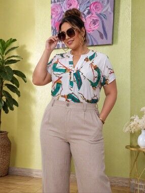 NWT White chain design blouse